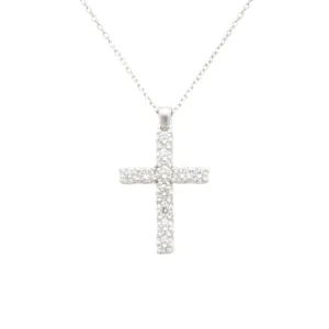 .70ct 14k White Gold Diamond Cross & Chain