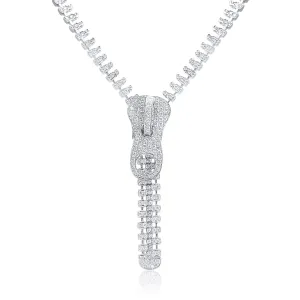 7.42 Carat Natural Diamond  Zipper Tennis Necklace in 18K White Gold