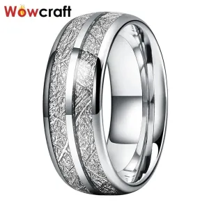8mm Wedding Bands Tungsten Carbide Rings for Men Women Domed Meteorite