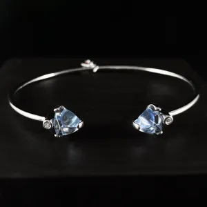 925 Sterling Silver Cuff Bracelet with Blue Quartz Stones  - Elle Jewelry