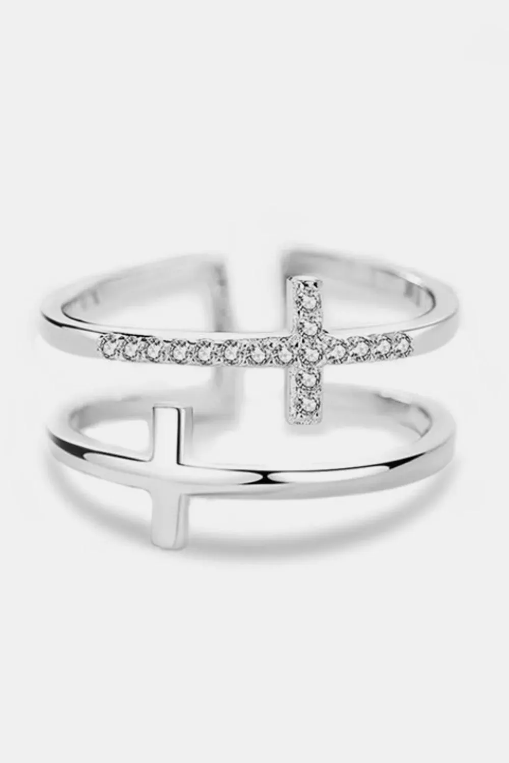 925 Sterling Silver Inland Zircon Cross Ring