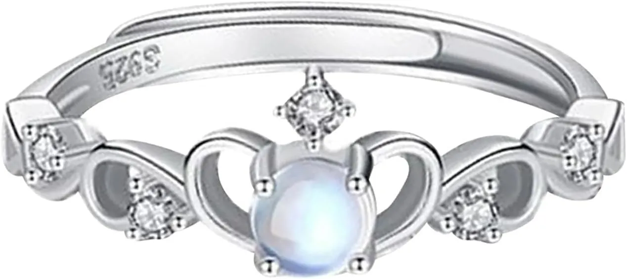 925 Sterling Silver Lovers Couple Rings Matching Crown Design Adjustable Open Wedding Ring Set for Men And Women