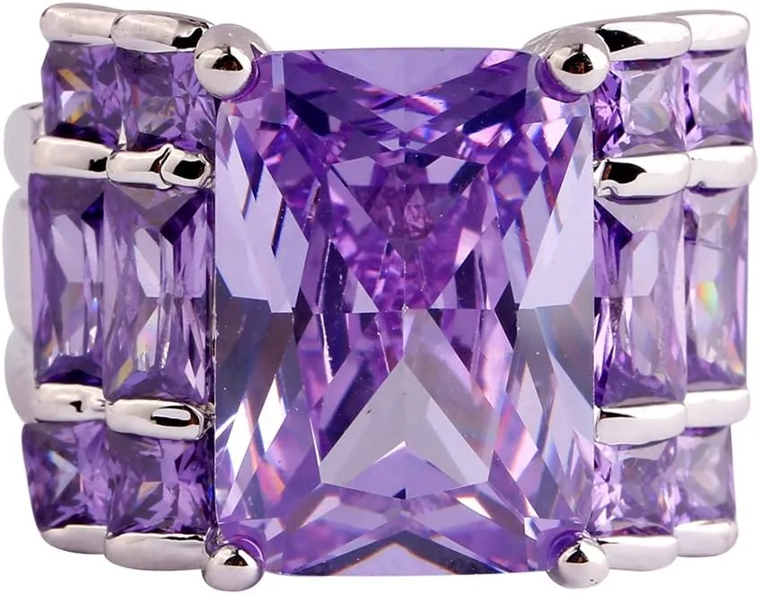 925 Sterling Silver Plated Simulated Tourmaline Knuckle Wide Band Ring