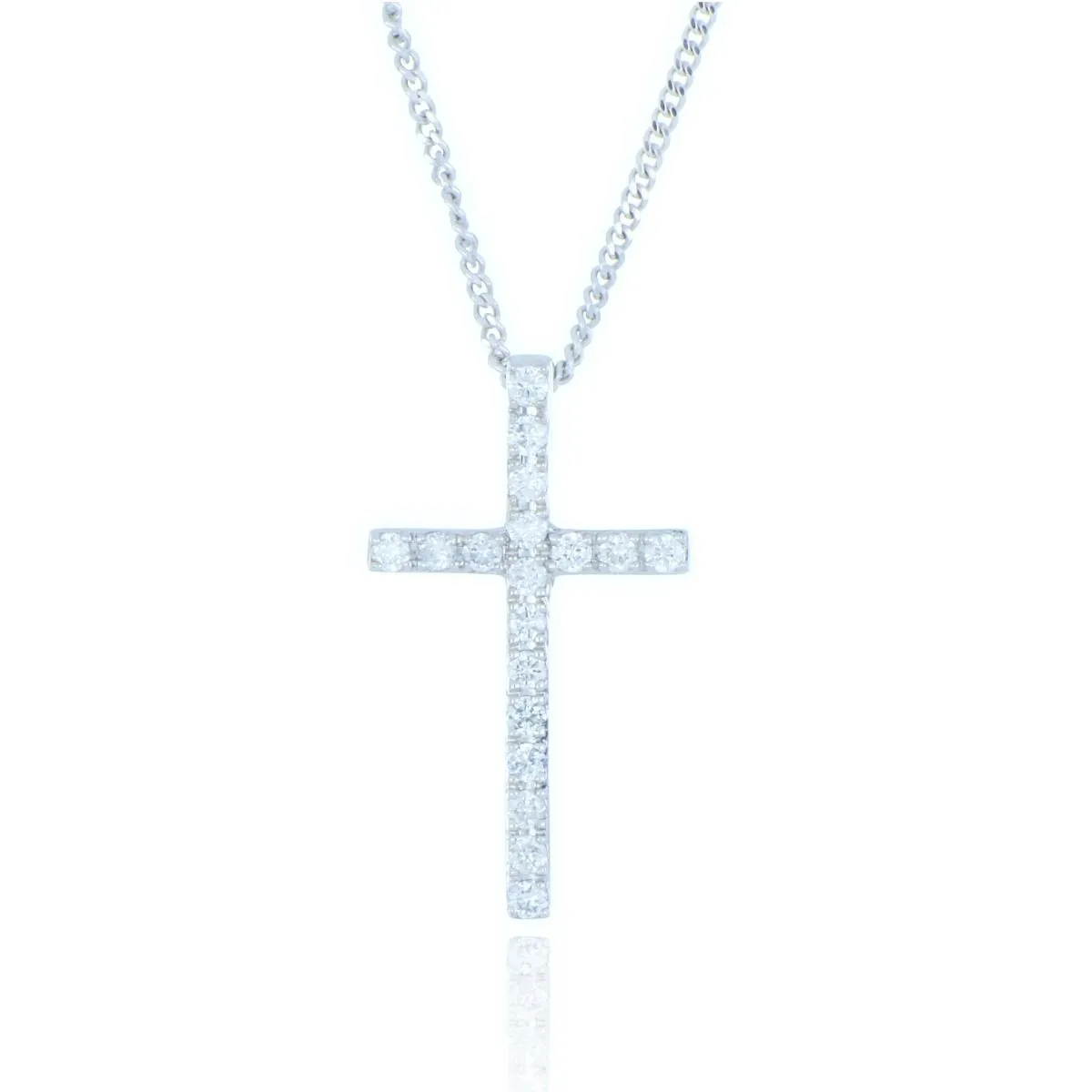 9ct White Gold 0.12ct Diamond Cross Necklace