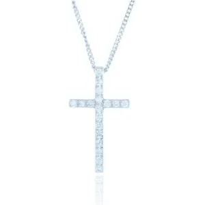 9ct White Gold 0.12ct Diamond Cross Necklace