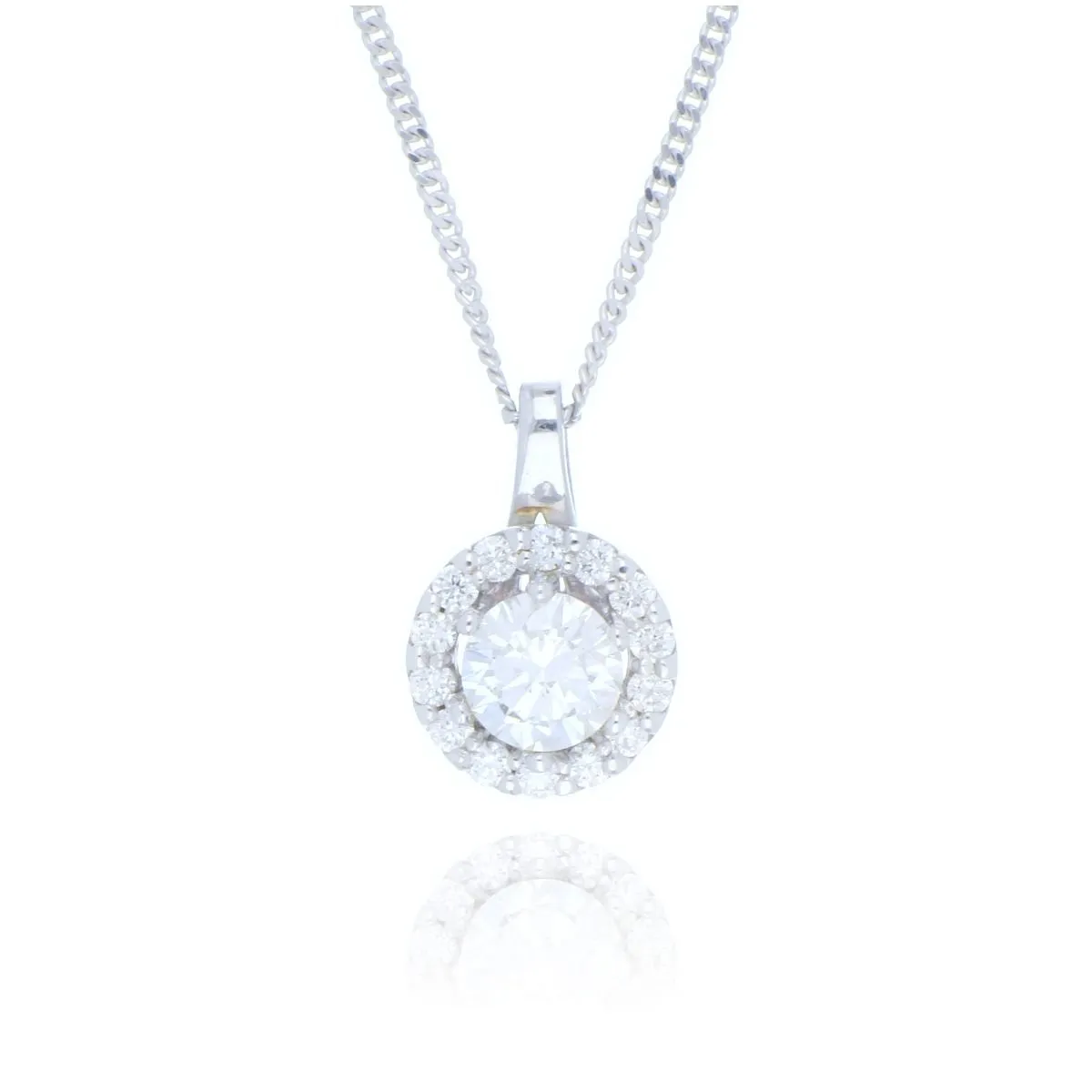 9ct White Gold 0.55ct Diamond Cluster Necklace