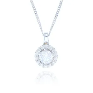 9ct White Gold 0.55ct Diamond Cluster Necklace