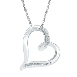 9ct White Gold Diamond Heart Necklace