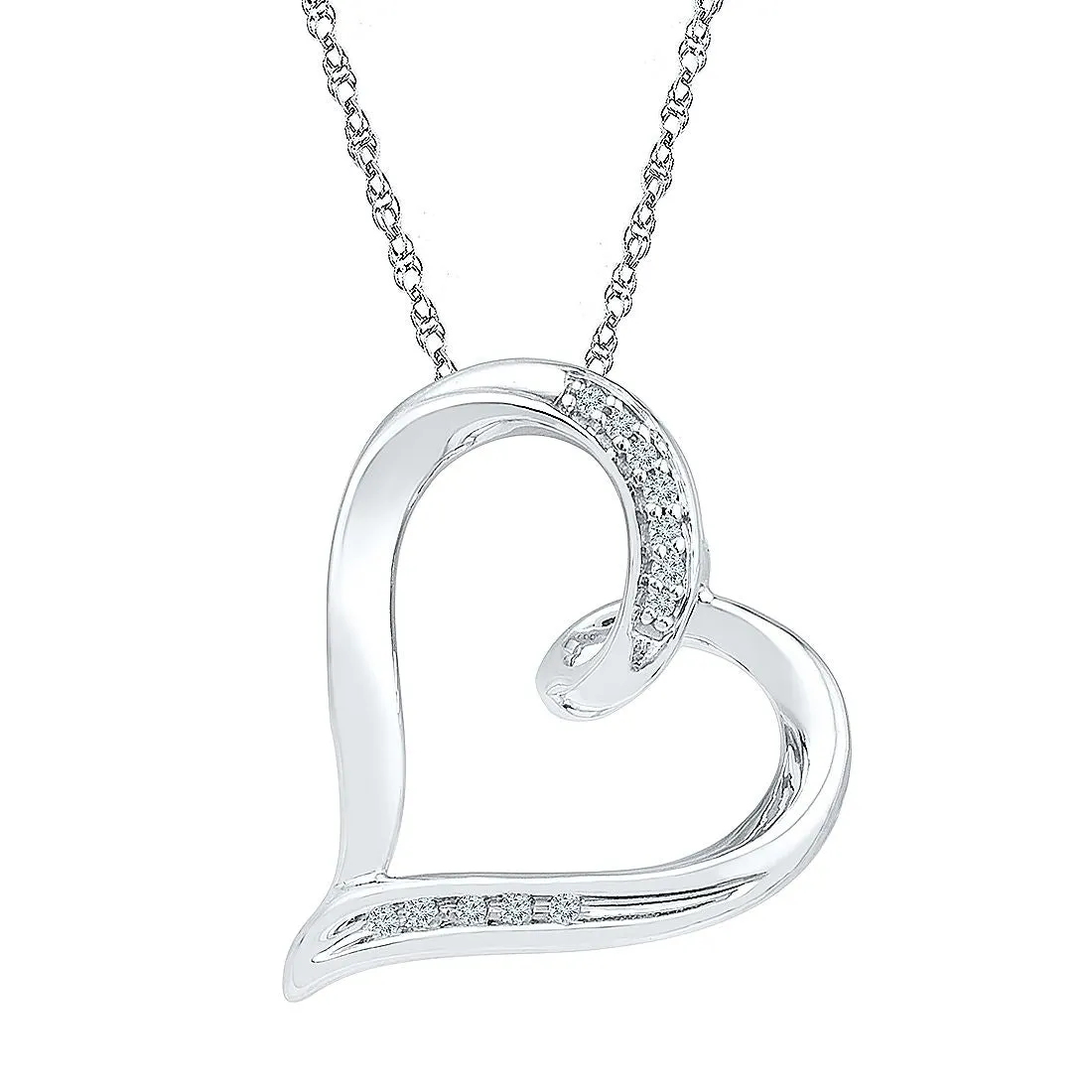 9ct White Gold Diamond Heart Necklace