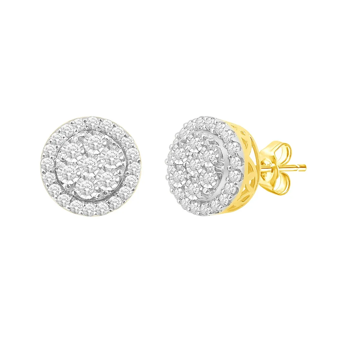 9ct Yellow Gold 1.00ct Brilliant Diamond Stud Earrings
