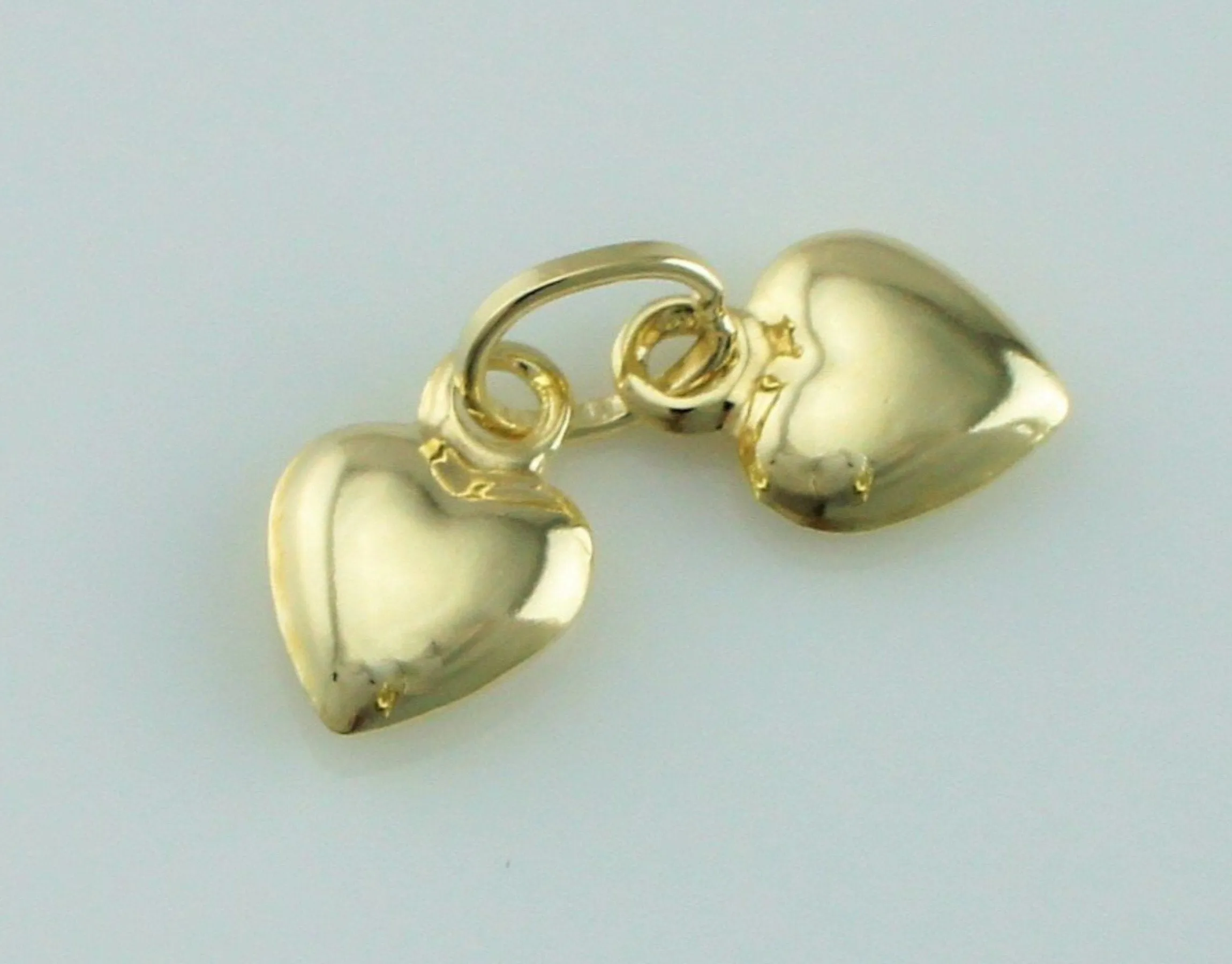 9ct Yellow Gold Double Heart Charm - Pendant