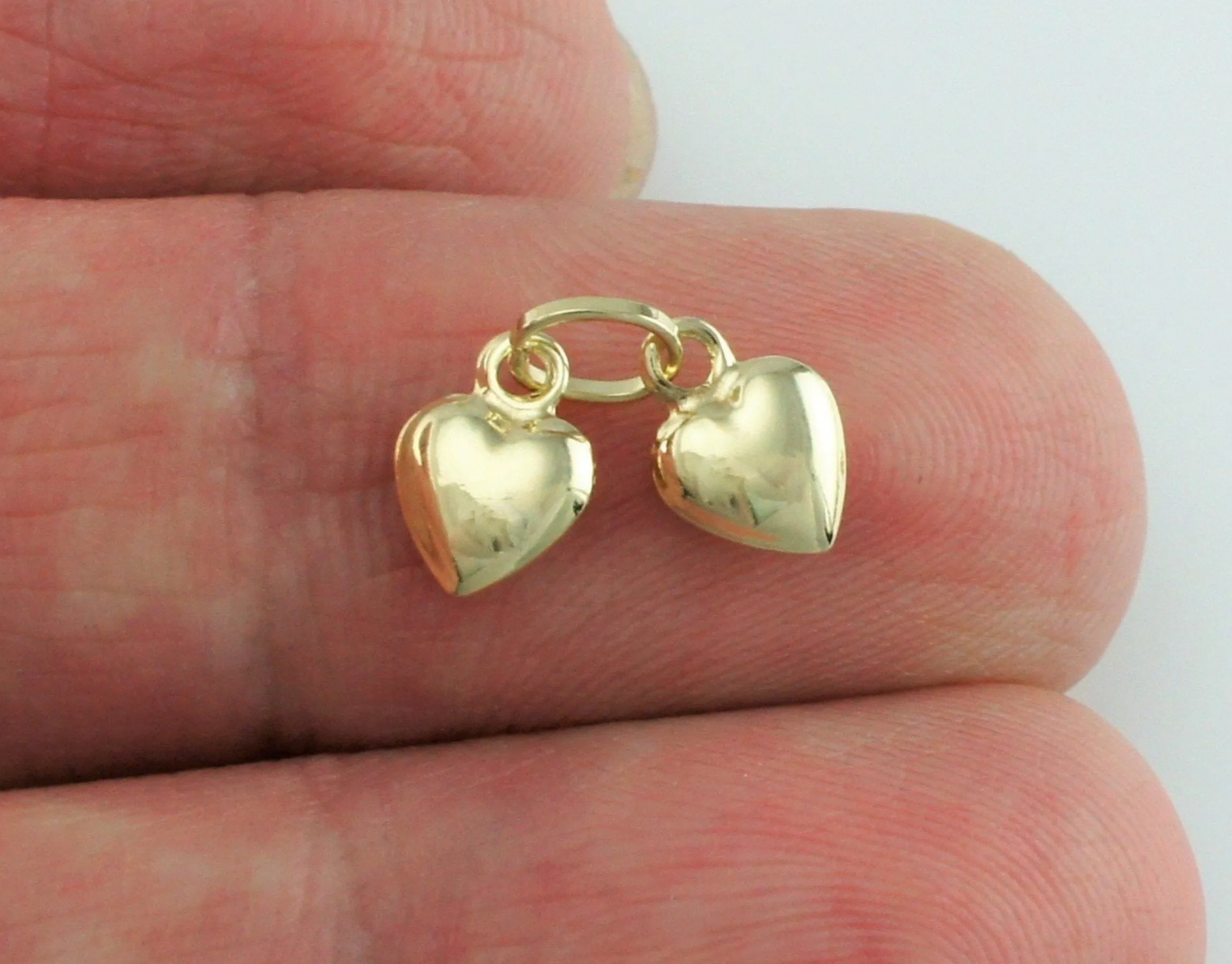 9ct Yellow Gold Double Heart Charm - Pendant