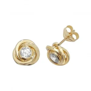9ct Yellow Gold Zirconia Orbital Stud Earrings ES368