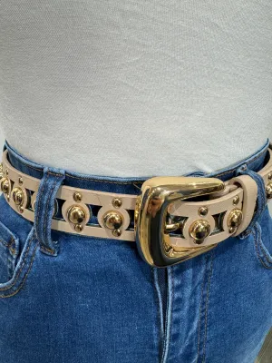 Adeline - Beige Leather Belt