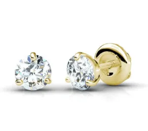 Affordable 1.00CT Round Cut Diamond Stud Earrings in 14KT Yellow Gold
