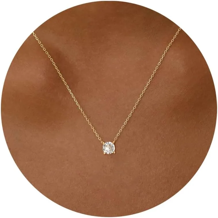 Aghfac Diamond Necklaces for Women Dainty 18K Gold Plated Layered CZ Necklace Simple Diamond Choker Necklaces for Women Trendy Jewelry Gifts
