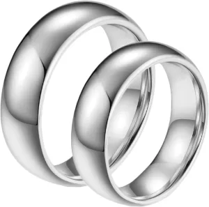 Aienid Couple Ring Necklace Couple Tungsten Ring Sets Silver Polished Ring 8MM