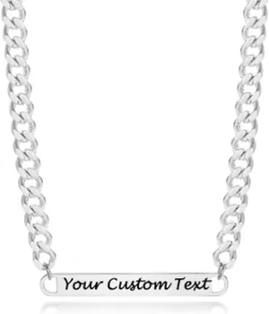 Aienid Matching Couple Necklaces Custom,Stainless Steel Necklace Pendant Custom Engrave Tag Silver Pendant Necklaces