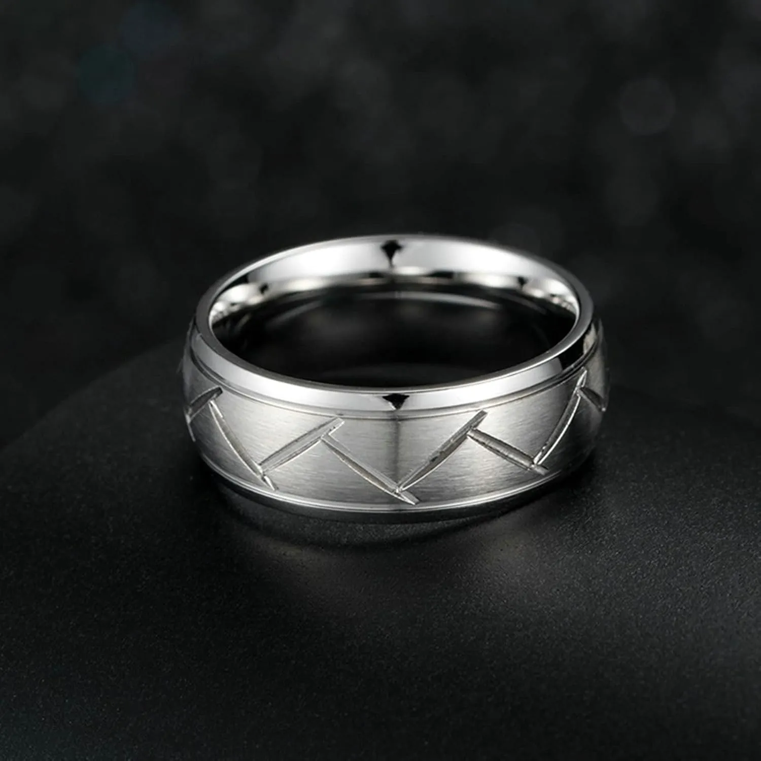 Aienid Matching Couple Ring Couple Rings Sets Stainless Steel Silver Brushed Ring 8MM