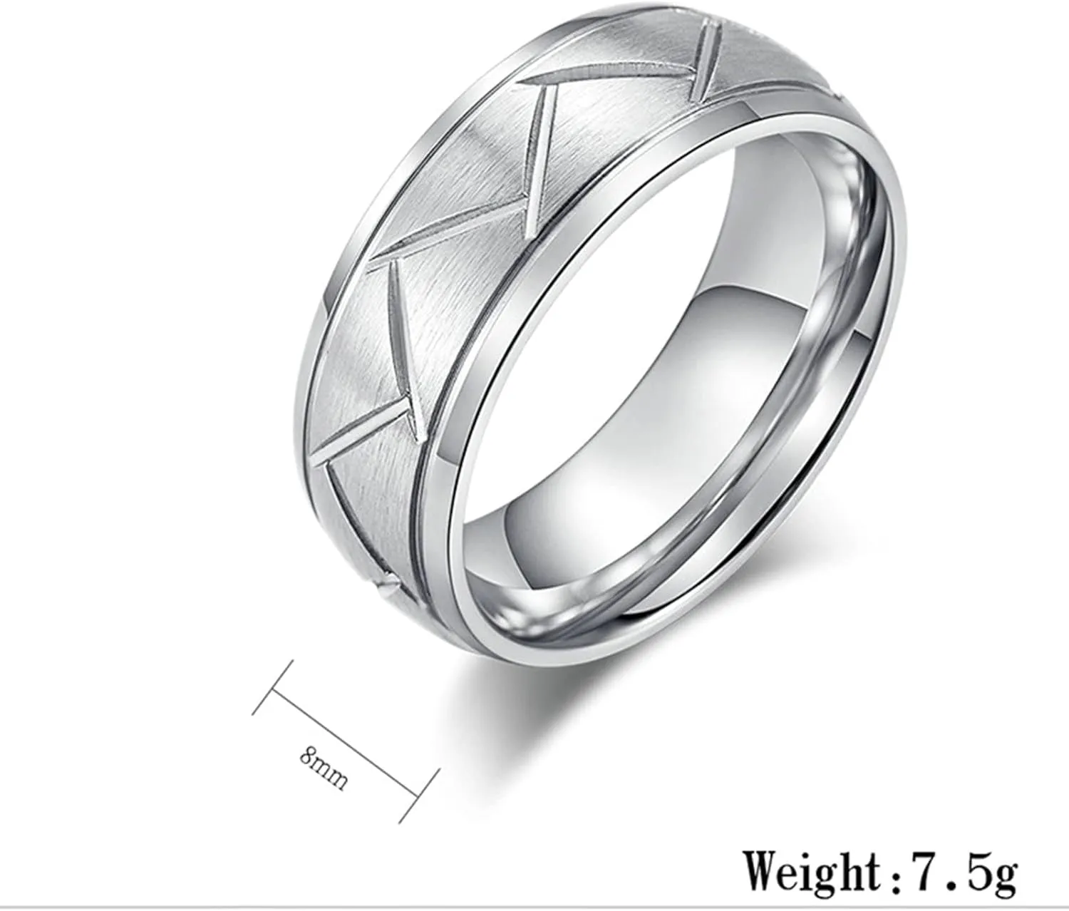 Aienid Matching Couple Ring Couple Rings Sets Stainless Steel Silver Brushed Ring 8MM