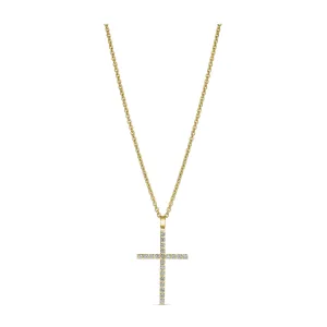 Amarna Diamond Cross Necklace Large | 18K Yellow Gold