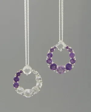 Amethyst and Clear Quartz Sterling Pendant Necklaces