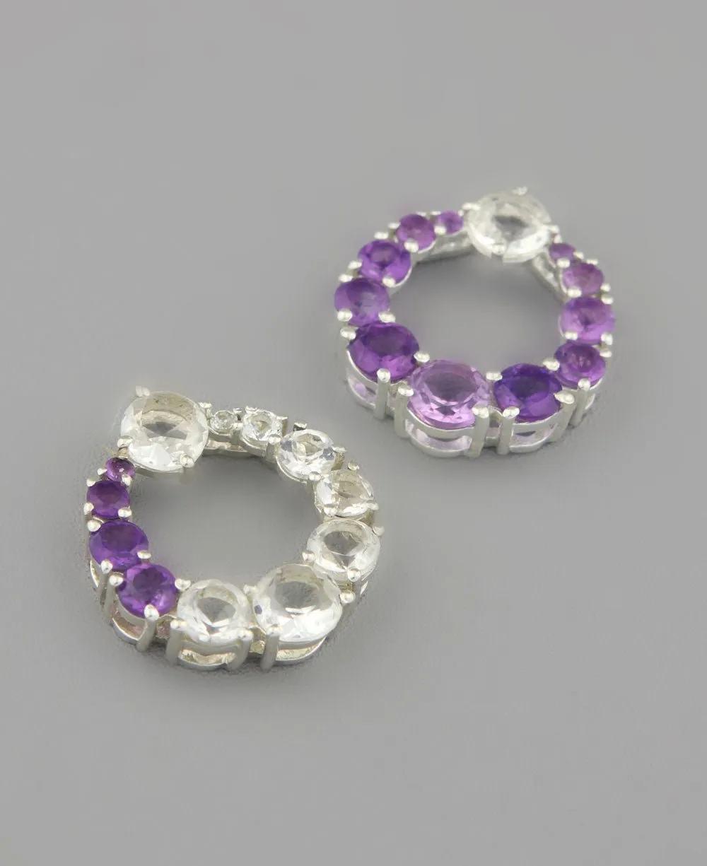 Amethyst and Clear Quartz Sterling Pendant Necklaces