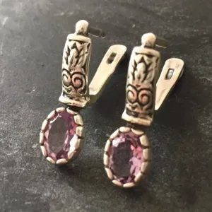 Amethyst Earrings - Purple Drop Earrings - Tribal Boho Earrings