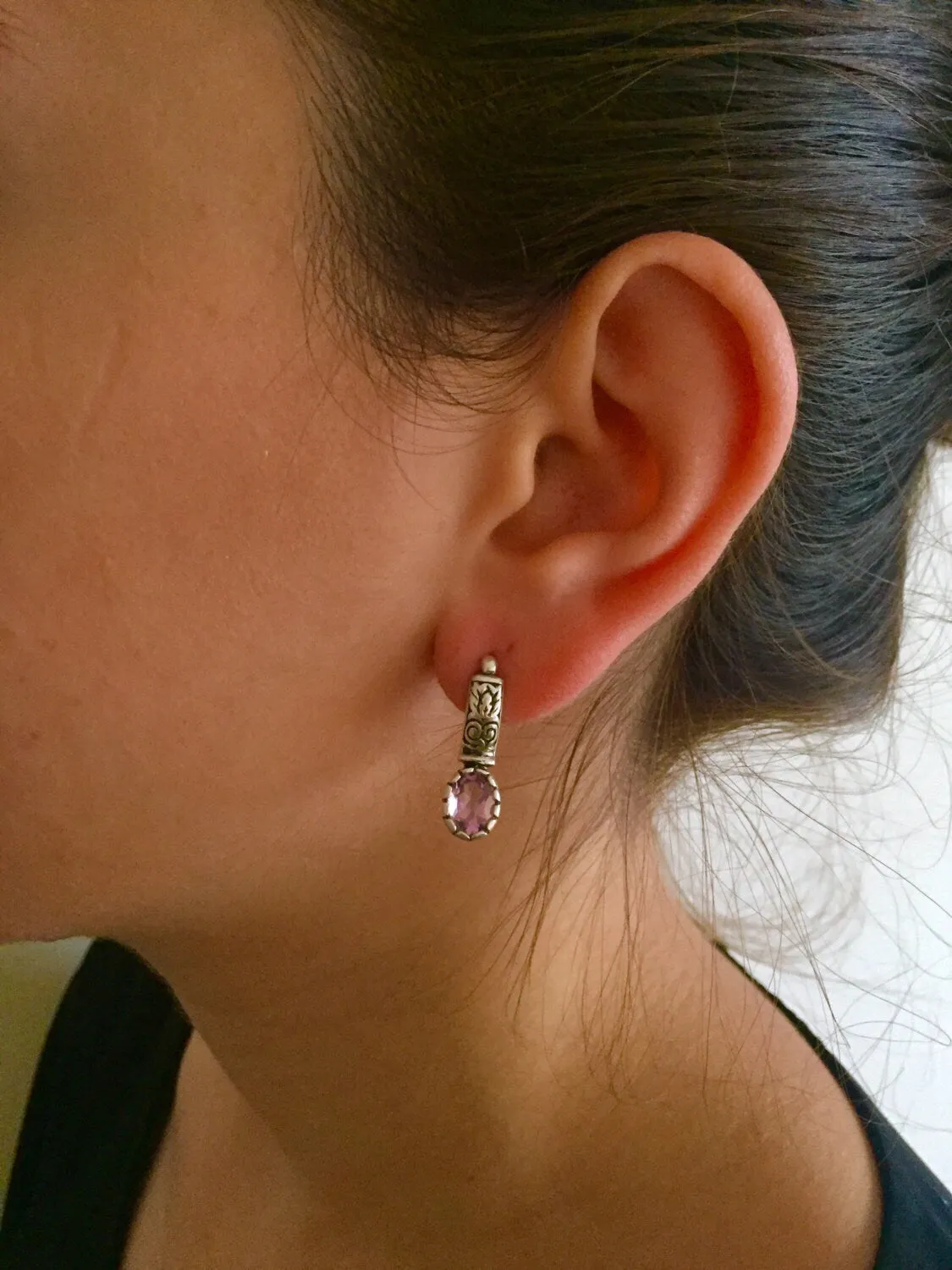 Amethyst Earrings - Purple Drop Earrings - Tribal Boho Earrings