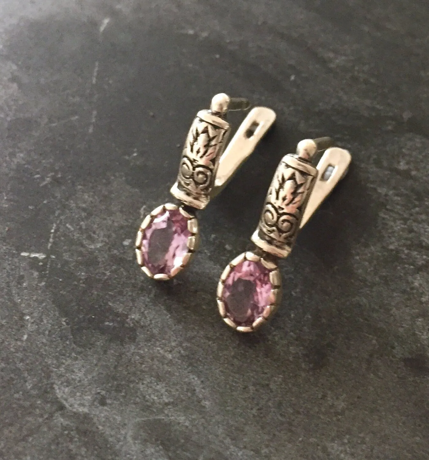 Amethyst Earrings - Purple Drop Earrings - Tribal Boho Earrings