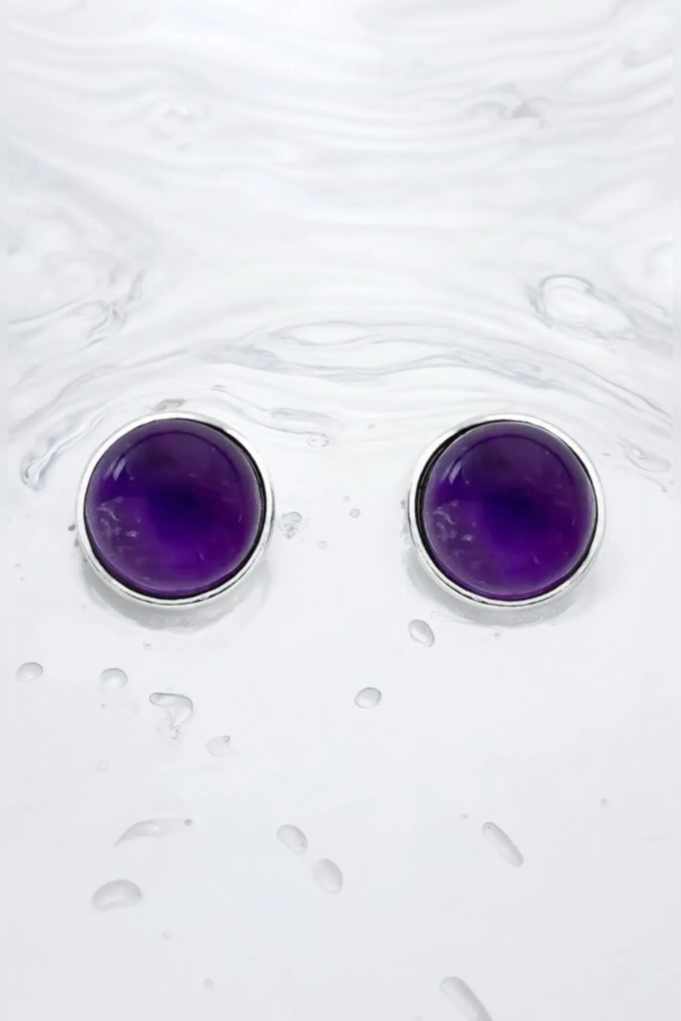 Amethyst Halo Silver Earrings