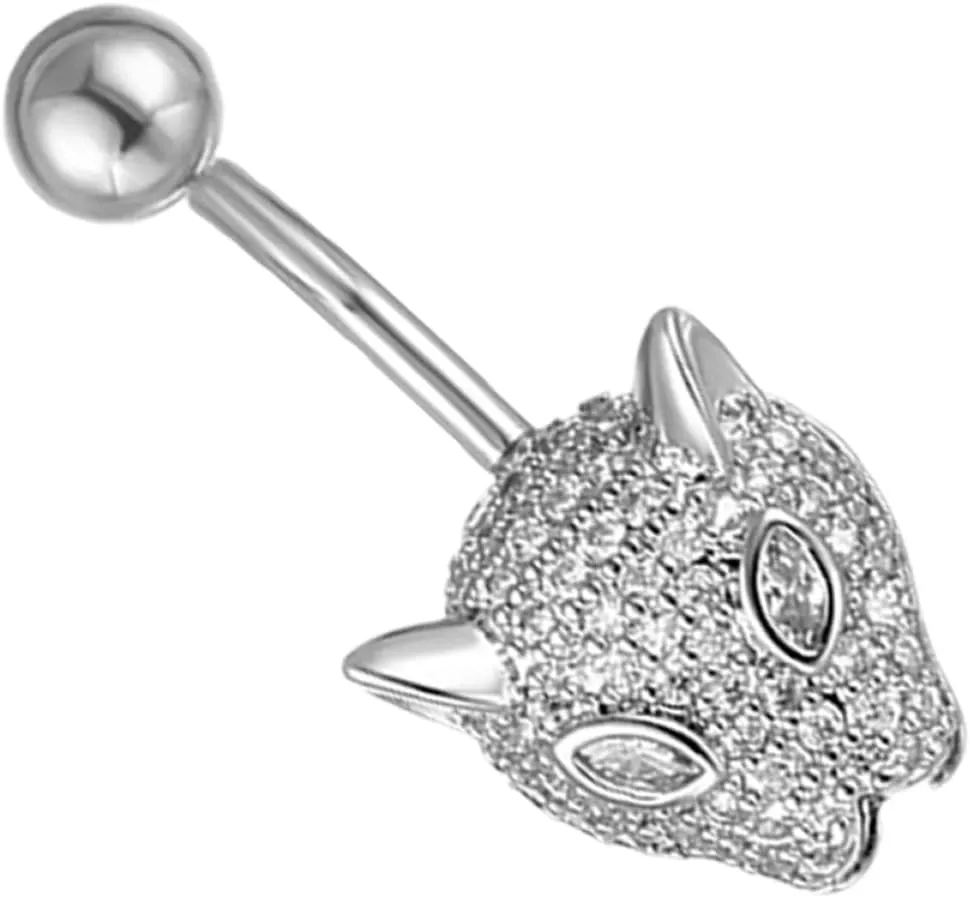 Animal Leopard Belly Button Ring Navel Piercing Jewelry with Zircon Inlay present for Women Elegant Body Jewelry for Birthdays and Special Occasions