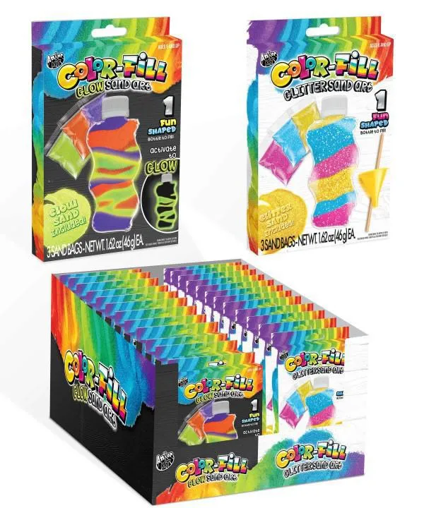 Anker Play Sand Art Kits Shaped Bottle - Color Fill Glow Sand Art Kit, Glitter Sand Art Kit - Random Style Pick