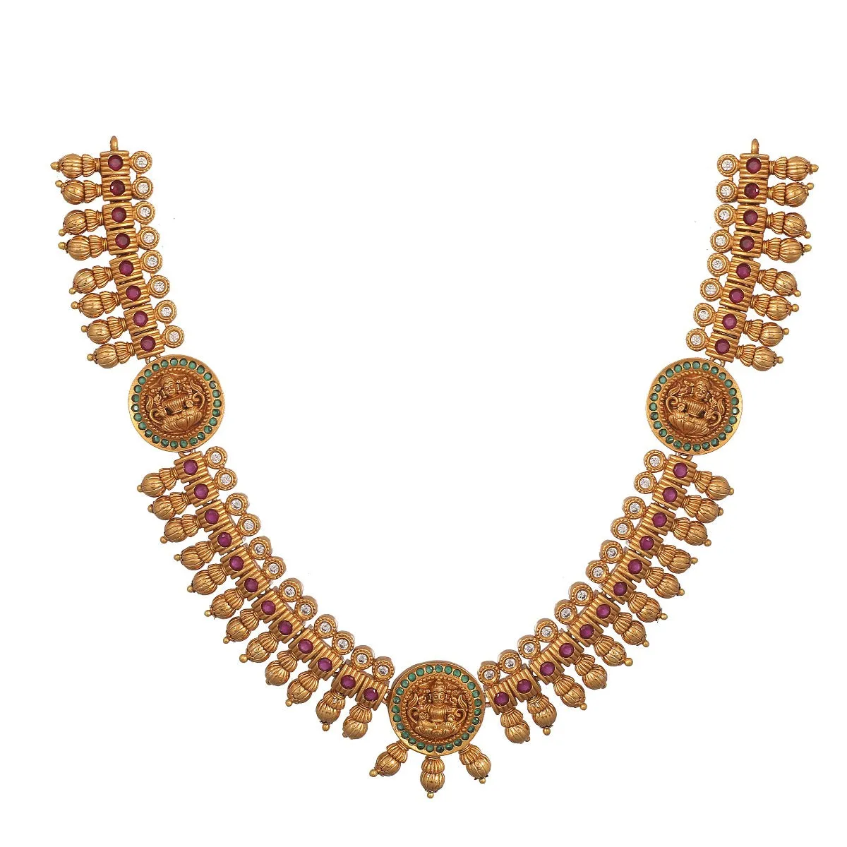 Antique Gold Plated Ambika Necklace and Earrings Set