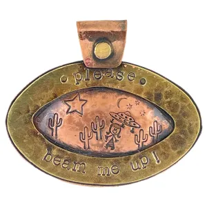 Antiqued Copper "Please, Beam Me Up" Pendant for Necklaces
