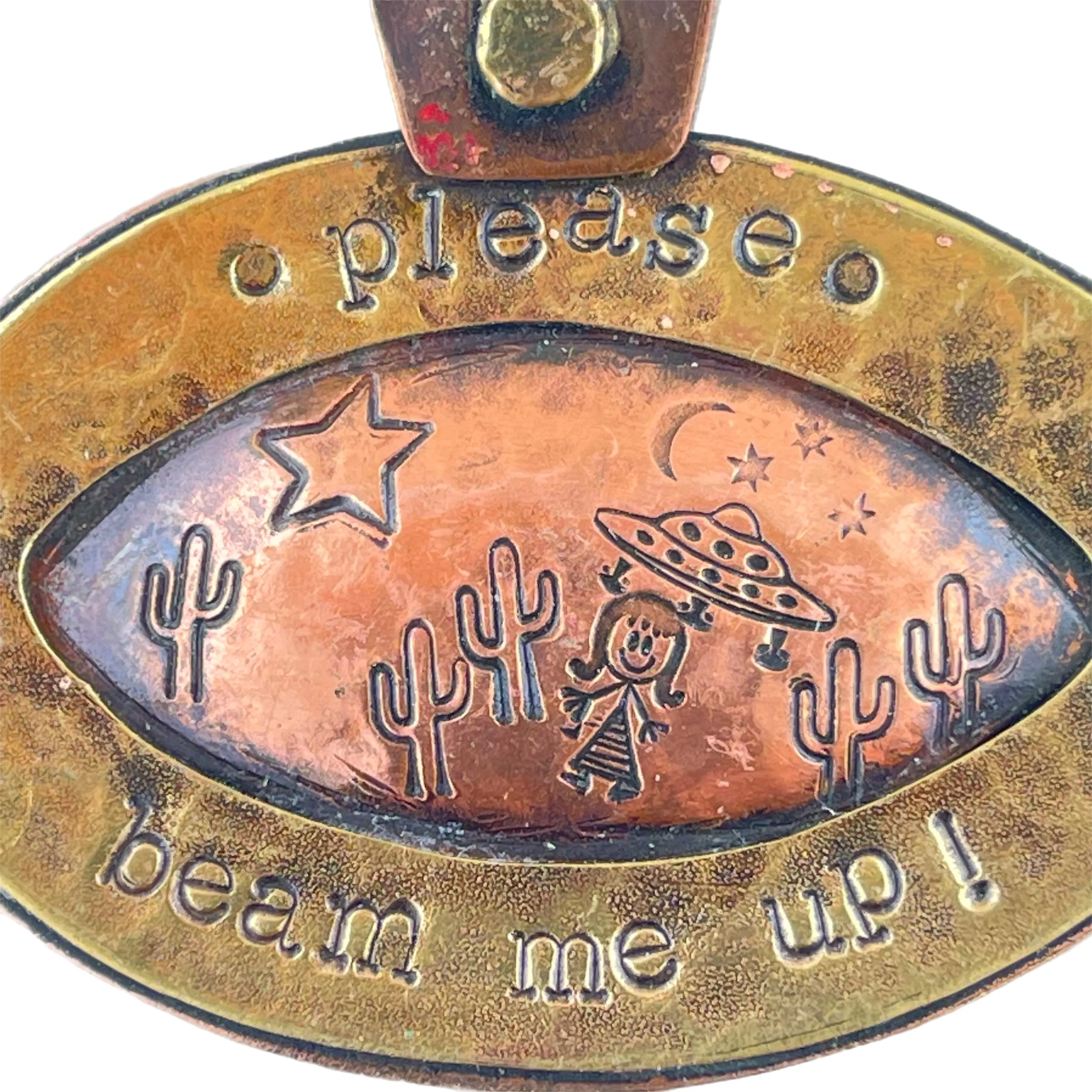 Antiqued Copper "Please, Beam Me Up" Pendant for Necklaces