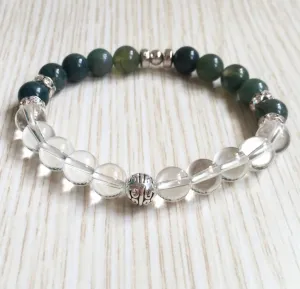 Aquatic Agate and Clear Quartz Bracelet