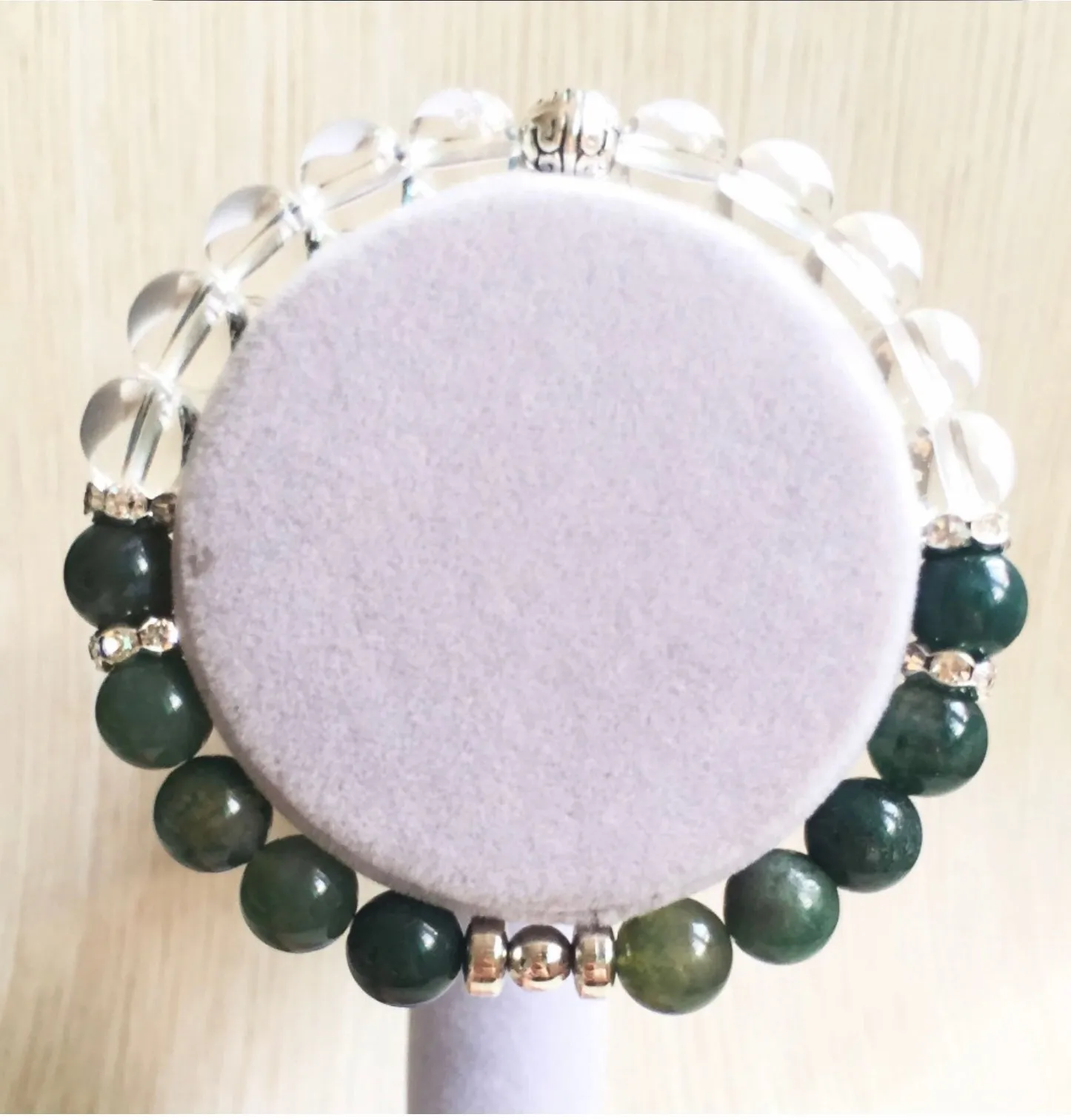 Aquatic Agate and Clear Quartz Bracelet