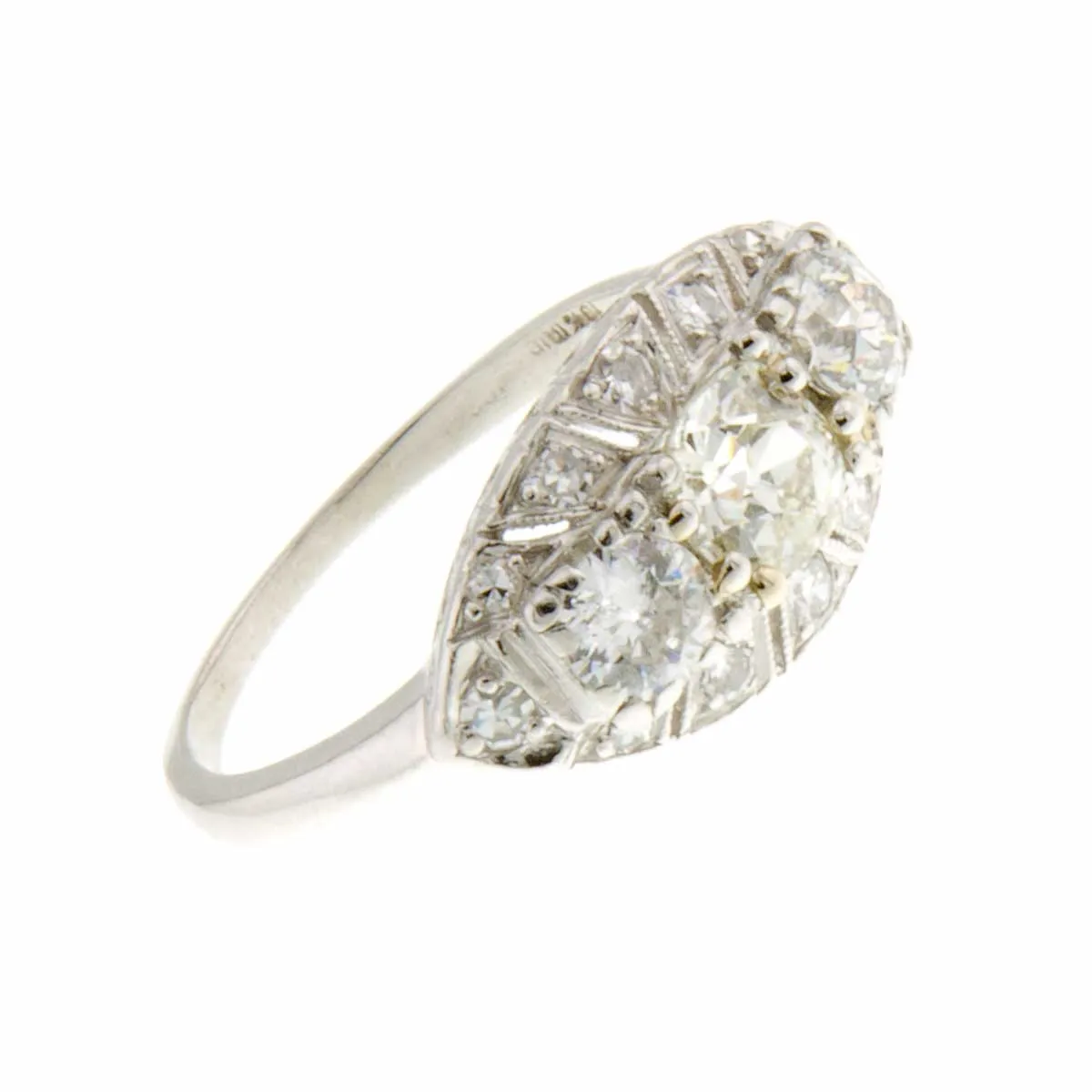 Art Deco 3 Stone Diamond Engagement Ring