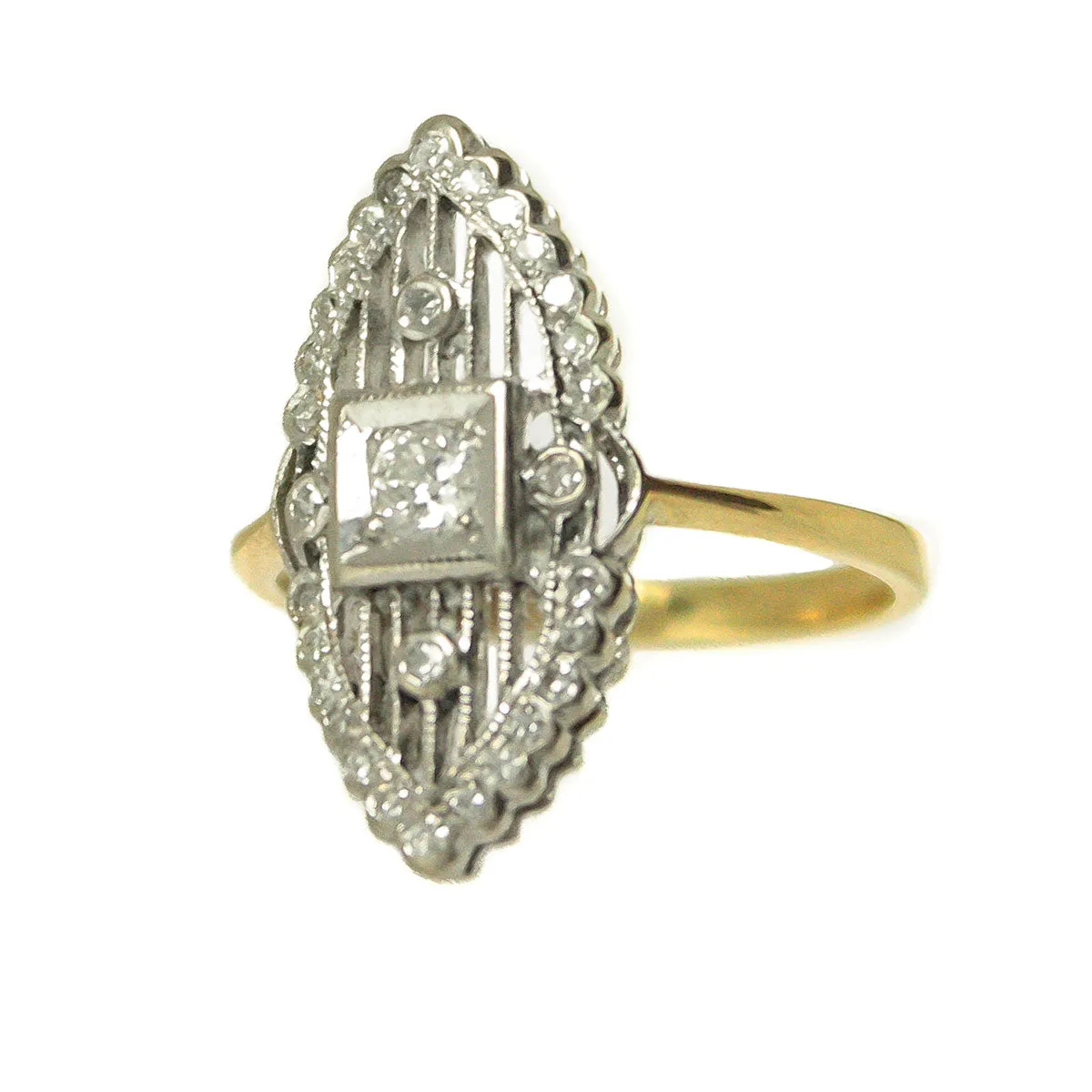 Art Deco Diamond Navette Ring