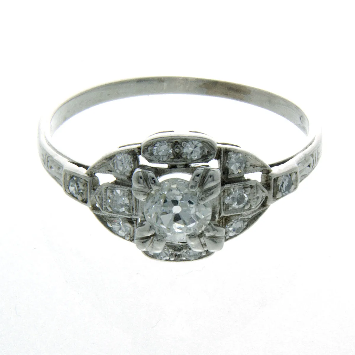 Art Deco Platinum Diamond Engagement Ring