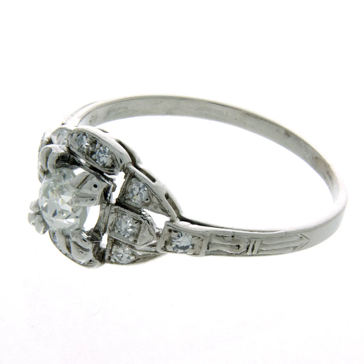 Art Deco Platinum Diamond Engagement Ring
