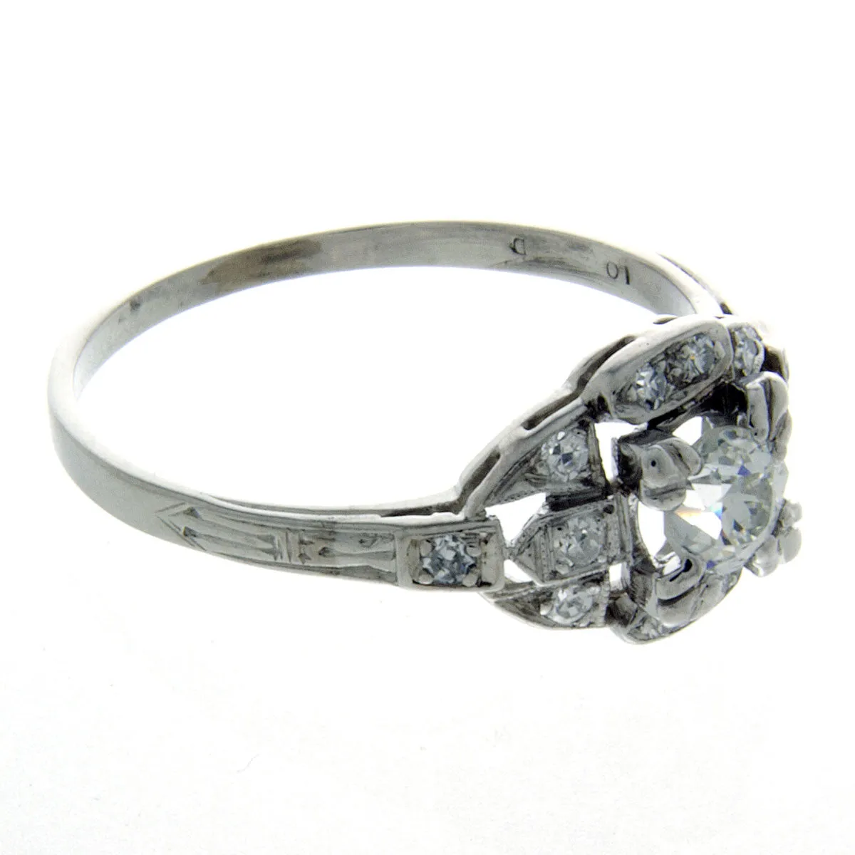 Art Deco Platinum Diamond Engagement Ring