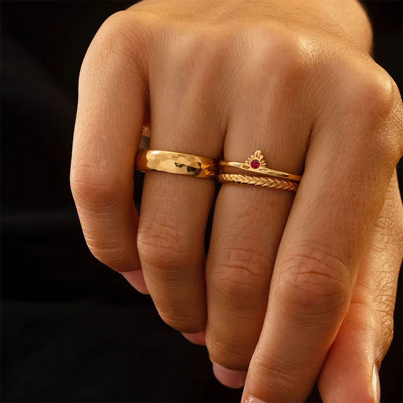 Aztec Ring, Ruby, Silver