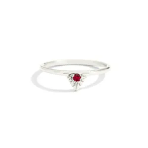 Aztec Ring, Ruby, Silver