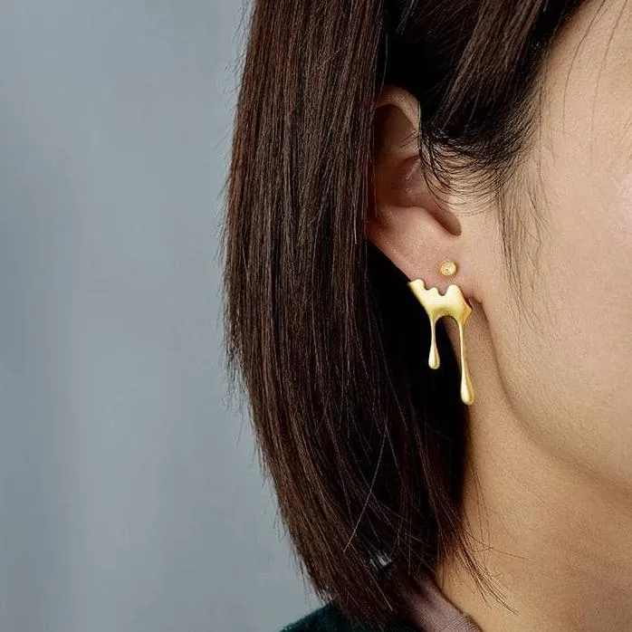 Bee & Dripping Honey Asymmetric Stud Earrings