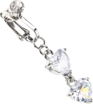 Belly Button Ring with Zircon Dangle Non Piercing Navel Jewelry for Women Heart Shaped Design Material Accessory for Body Art Lovers