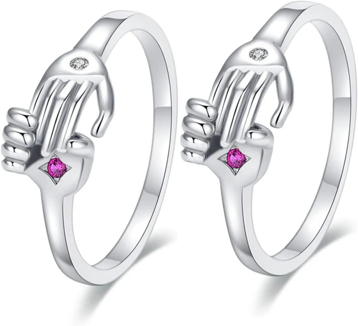 BESPORTBLE 2Pcs Couple Rings Romantic Embrace Design Wedding Promise Rings for Couples Unique Love Jewelry Valentine's Day Present