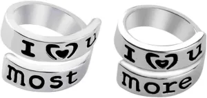 BESPORTBLE 2pcs Promise Rings for Couples Set 'i Love You Most' 'i ' Engraved Couples Rings Valentine's Day Jewelry Zinc Alloy Electroplating Finish