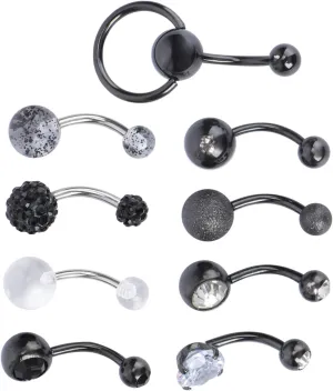 BESPORTBLE 9Pcs Zircon Belly Button Ring Decorative Navel Piercing Jewelry Comfortable for Parties Stylish Design